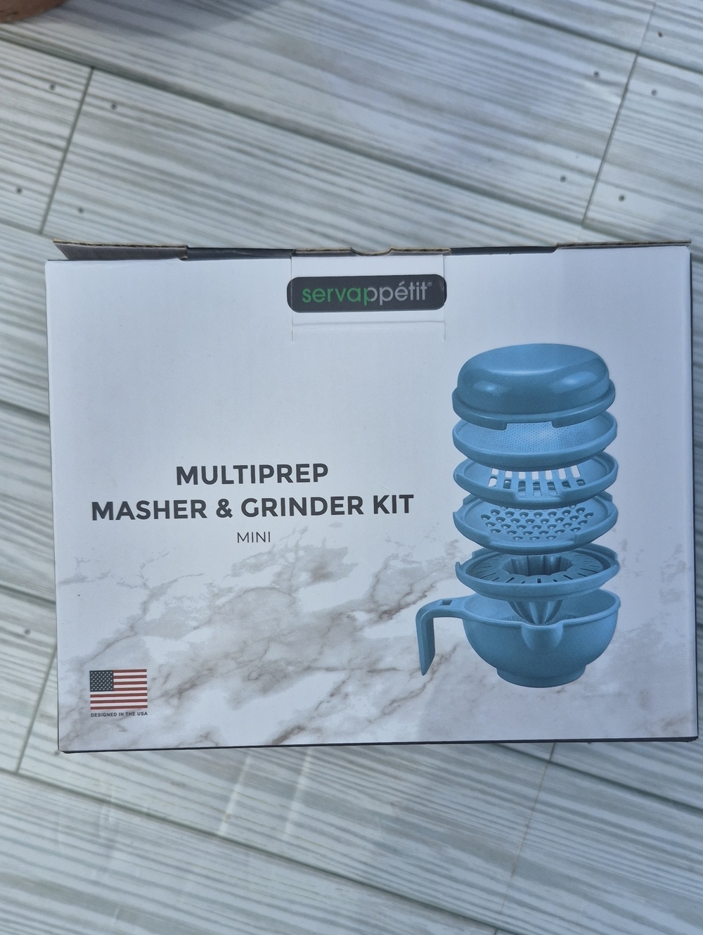 NWOT Servappétit Blue Multiprep Masher & Grinder Kit - Mini